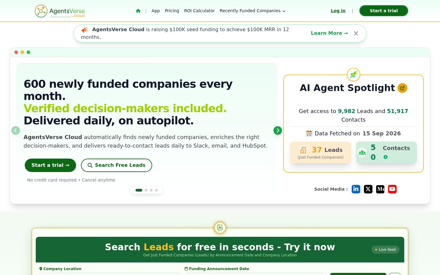 Screenshot of the public AgentsVerse homepage
