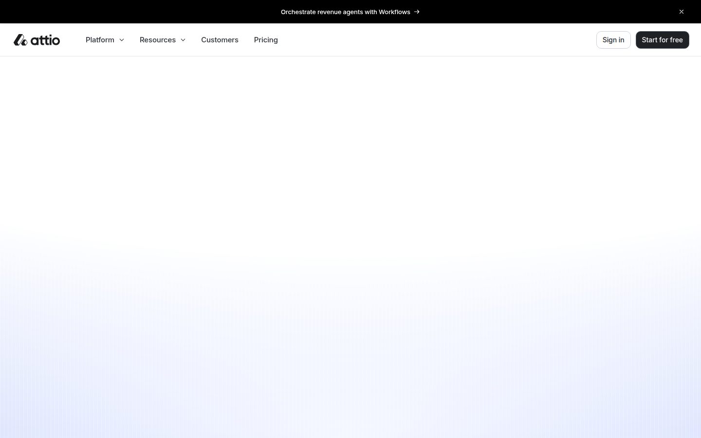 Screenshot of the public Attio homepage