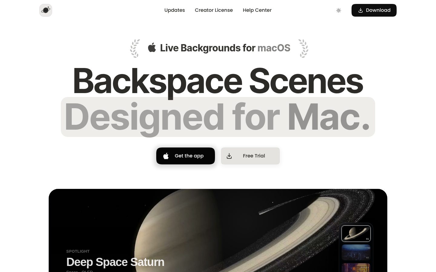 Screenshot of the public Backspace homepage