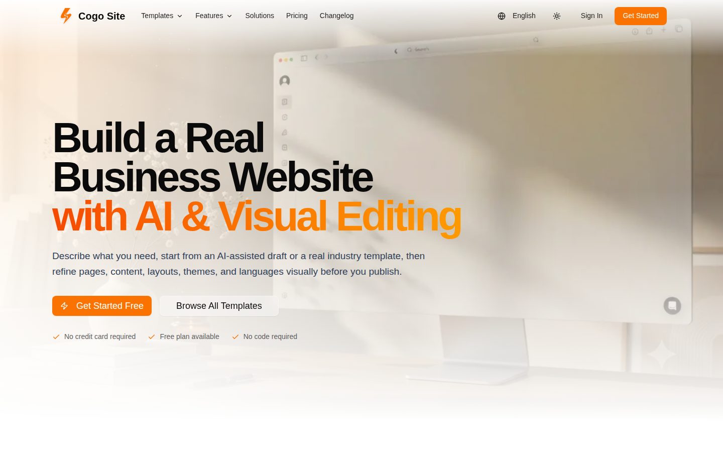 Screenshot of the public Cogo Site homepage