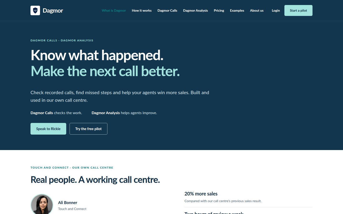 Screenshot of the public Dagmor homepage