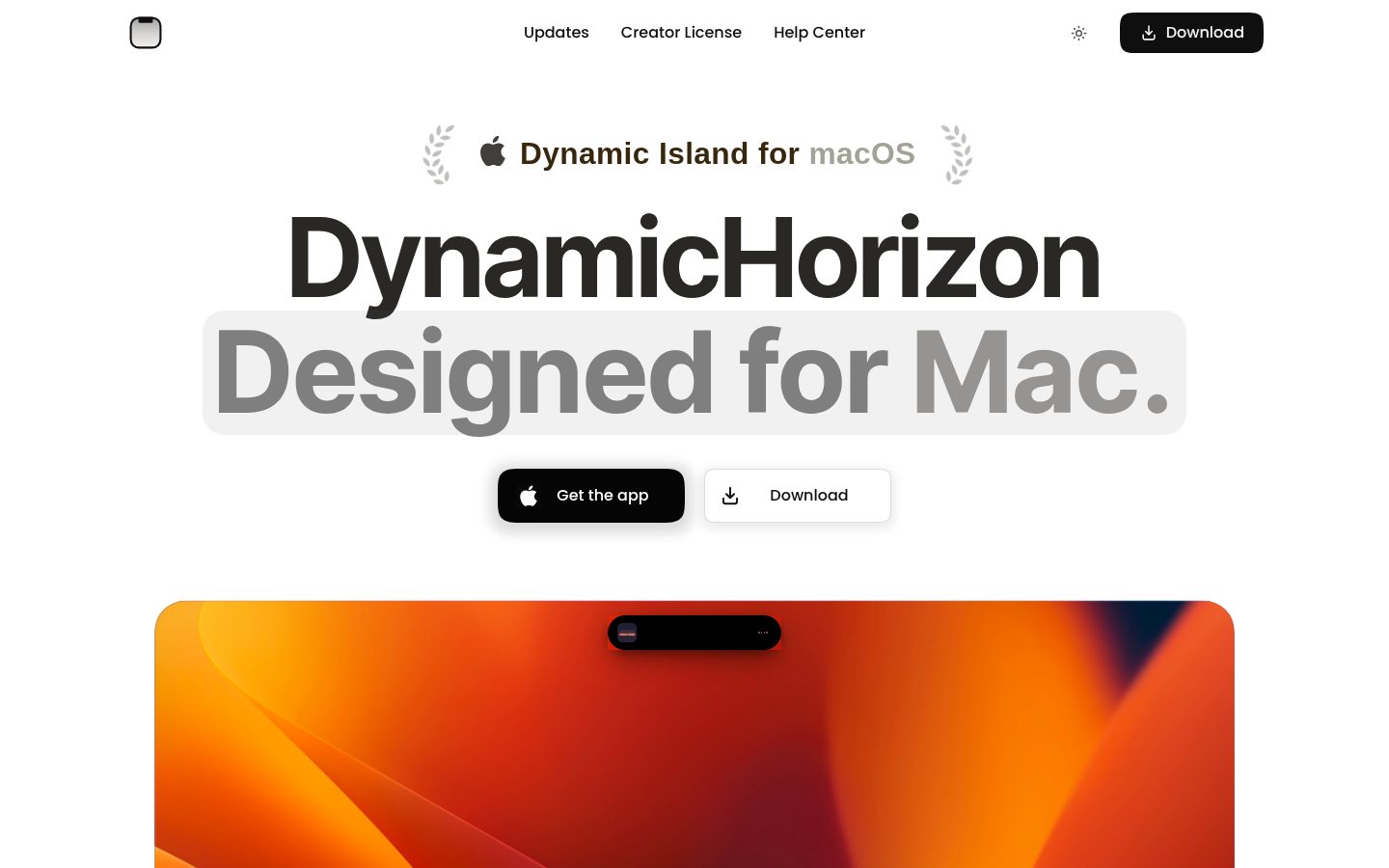 Screenshot of the public DynamicHorizon homepage