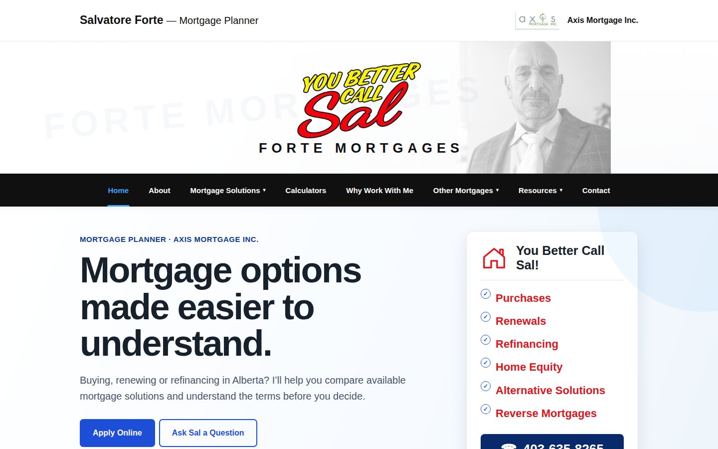 Screenshot of the public Forte Mortgages homepage