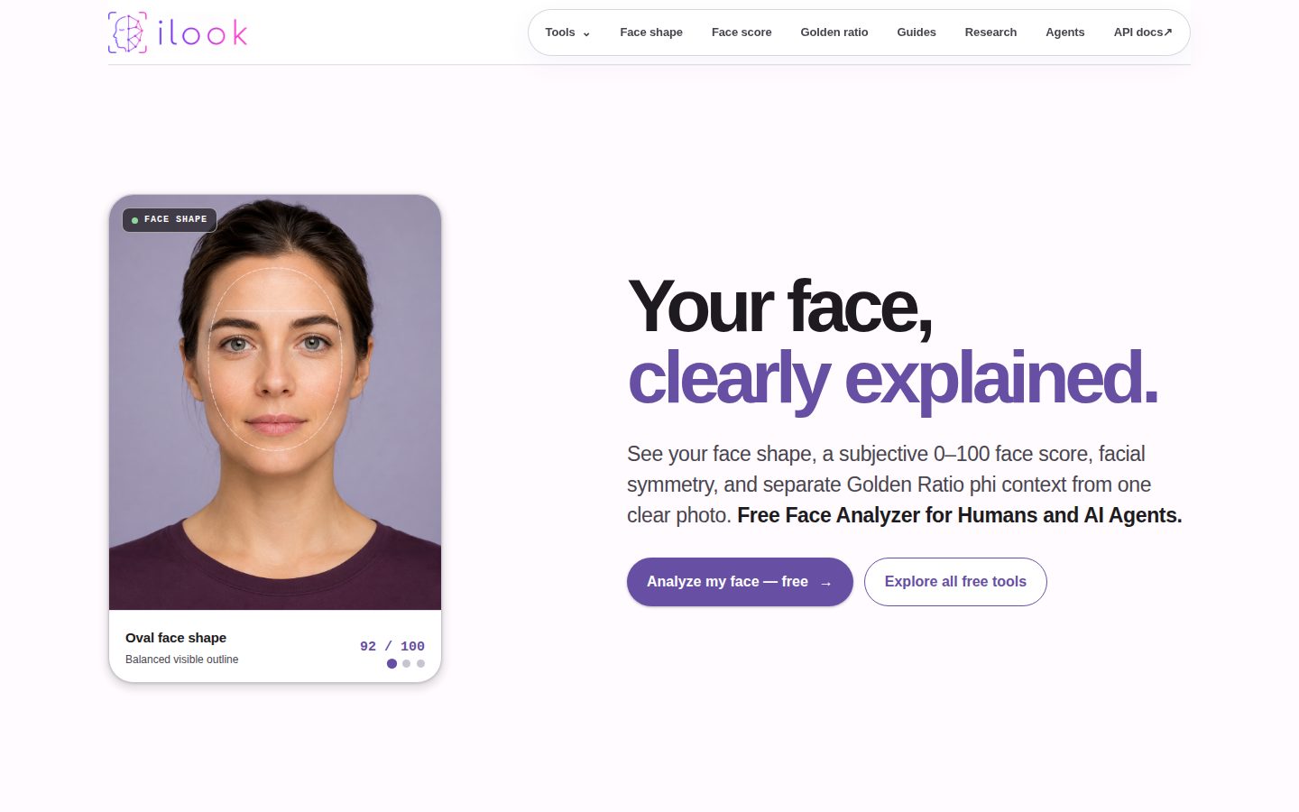 Screenshot of the public iLook homepage