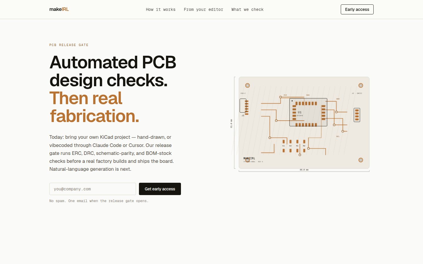 Screenshot of the public MakeIRL homepage