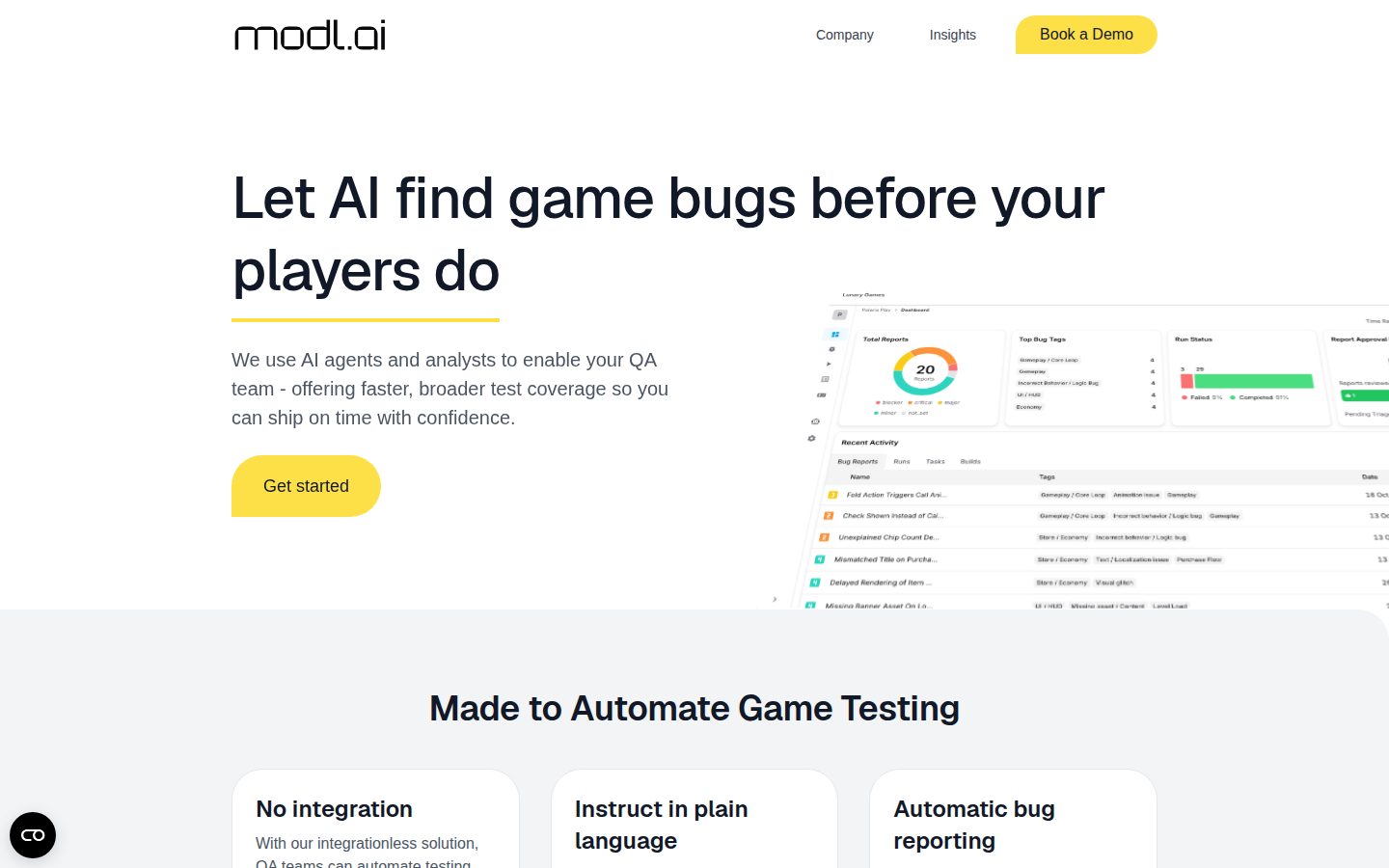 Screenshot of the public modl.ai homepage