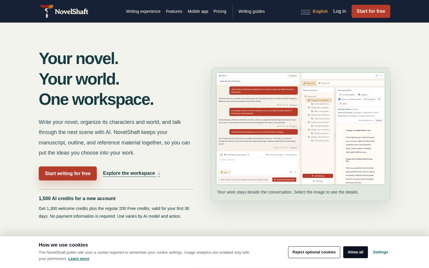 Screenshot of the public NovelShaft homepage