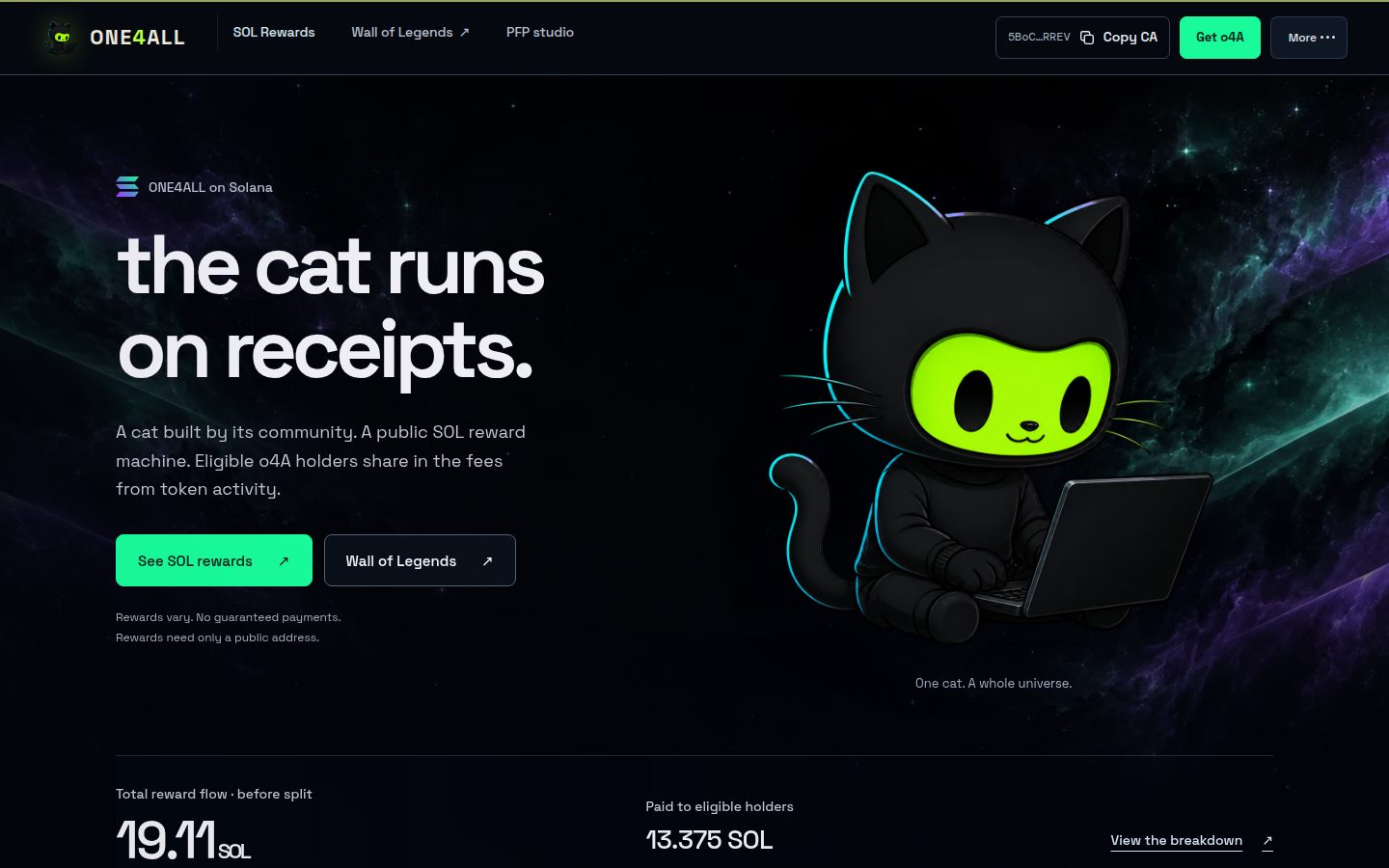 Screenshot of the public ONE4ALL (o4A) homepage