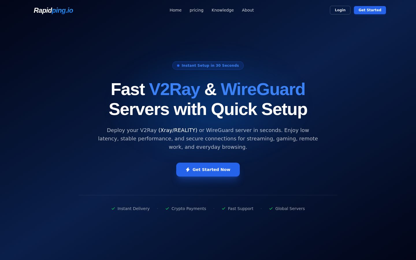 Screenshot of the public RapidPing homepage