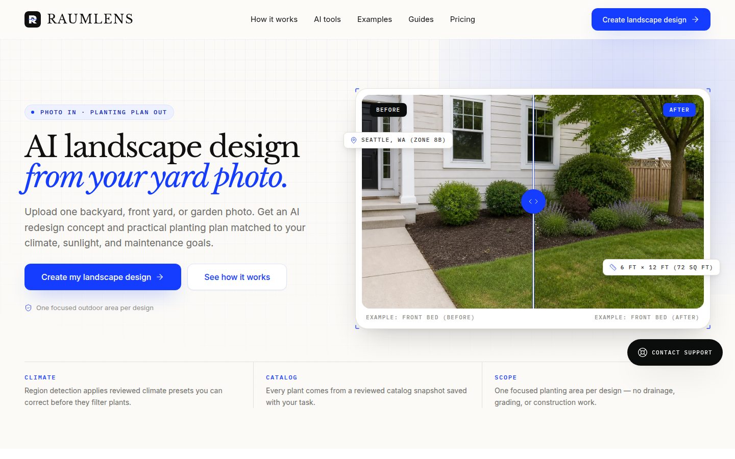 Screenshot of the public RAUMLENS homepage