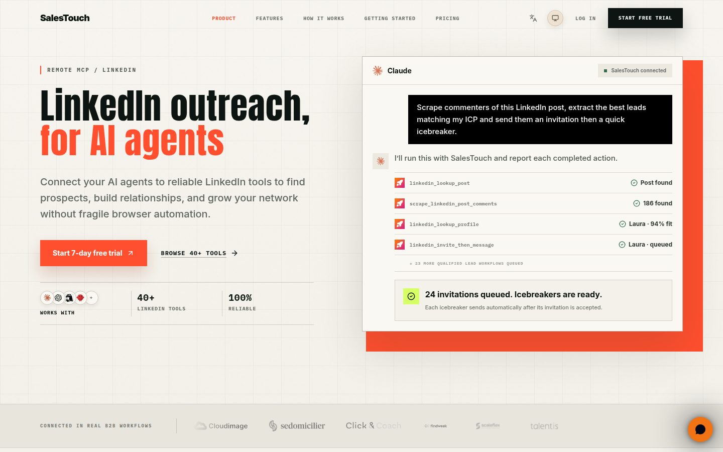 Screenshot of the public SalesTouch homepage