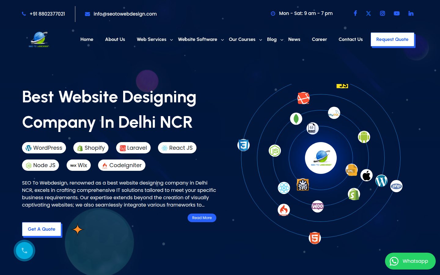 Screenshot of the public SEO To WebDesign homepage