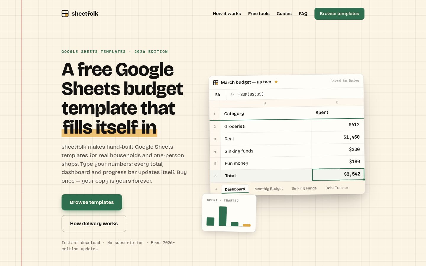Screenshot of the public sheetfolk homepage