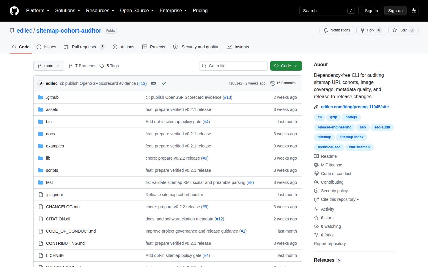 Screenshot of the public Sitemap Cohort Auditor homepage