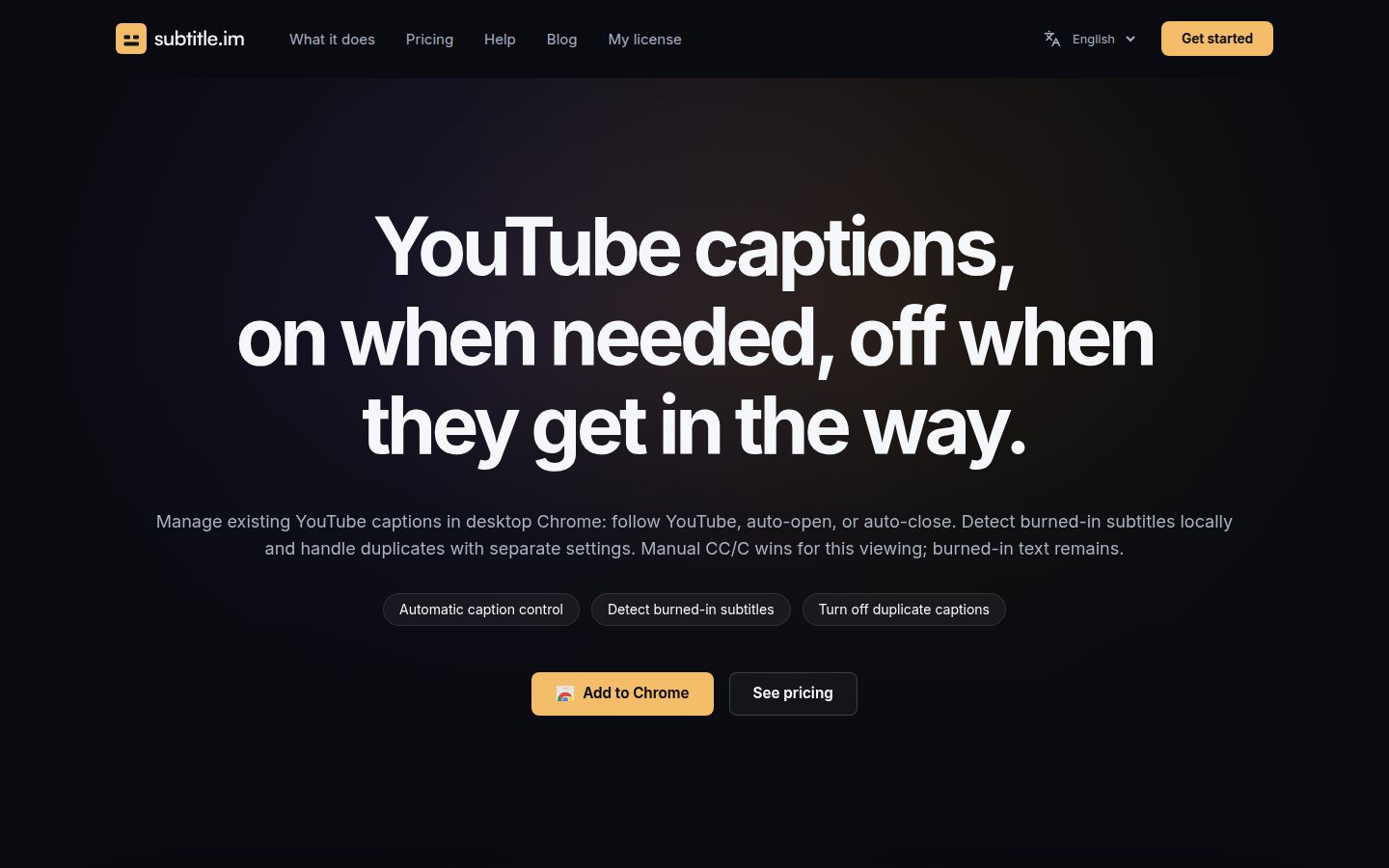 Screenshot of the public subtitle.im homepage