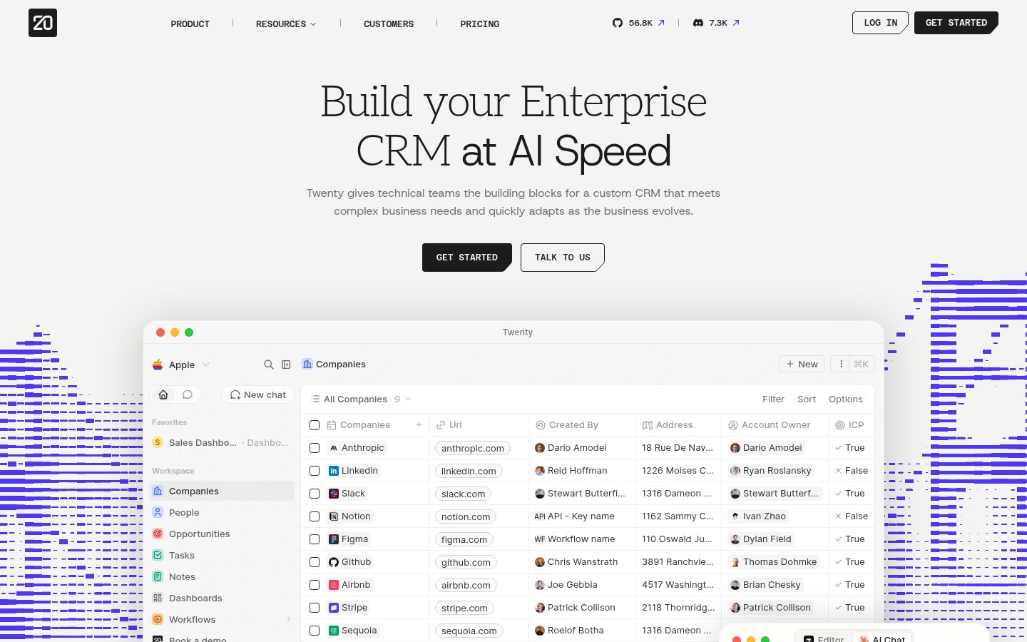 Screenshot of the public Twenty homepage