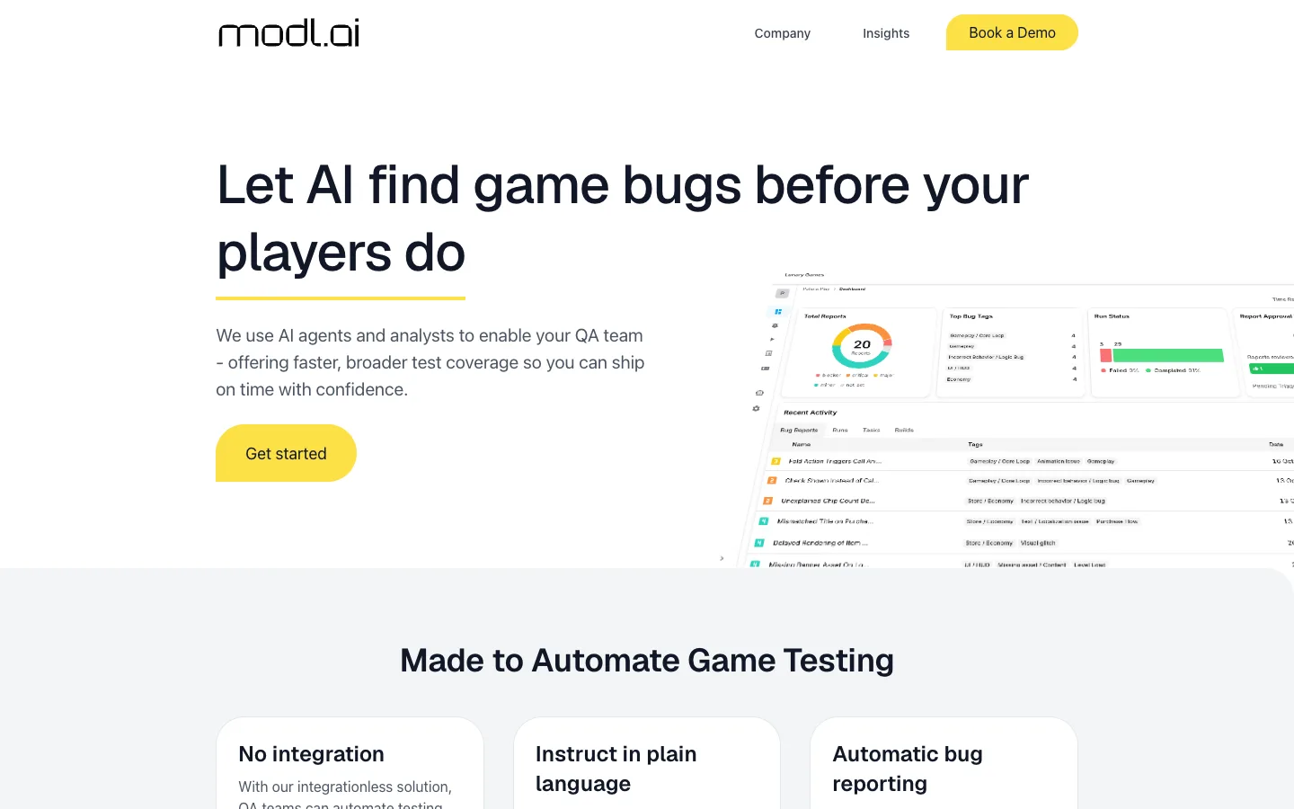 Screenshot of the public modl.ai homepage
