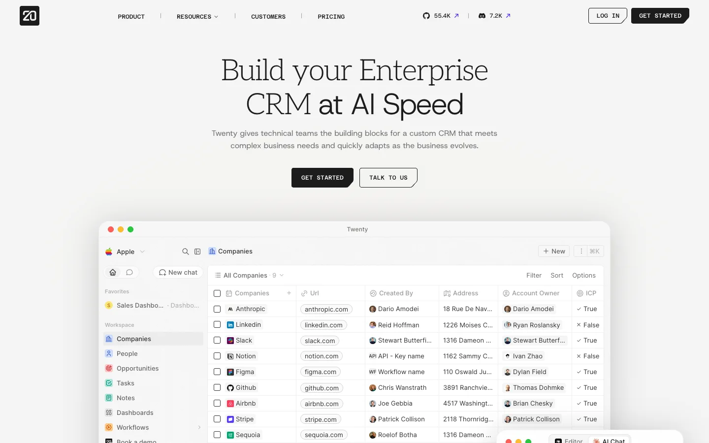 Screenshot of the public Twenty homepage